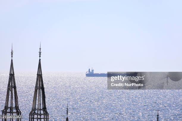 Foreign vessel is sailing the sea near Odesa, Ukraine, on April 30, 2024. NO USE RUSSIA. NO USE BELARUS.