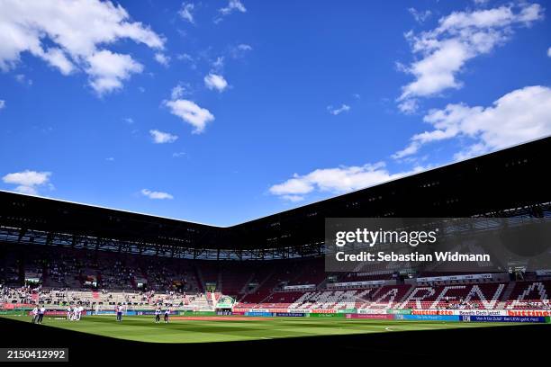 General view inside the stadium prior to the Bundesliga match between FC Augsburg and SV Werder Bremen at WWK-Arena on April 27, 2024 in Augsburg,...