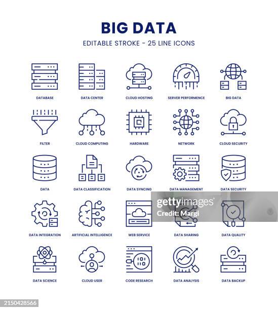 big data icon set - rack stock illustrations
