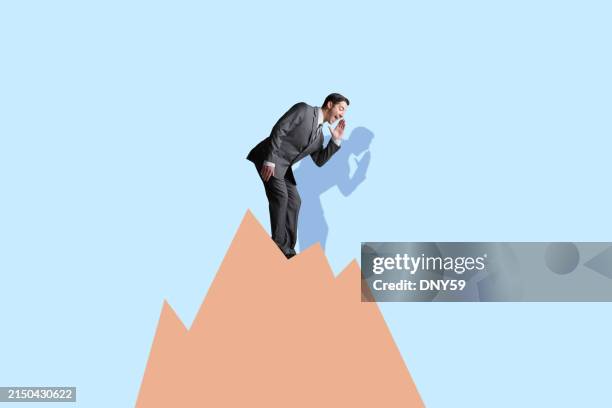 man shouting down from high places - mixed media stock pictures, royalty-free photos & images