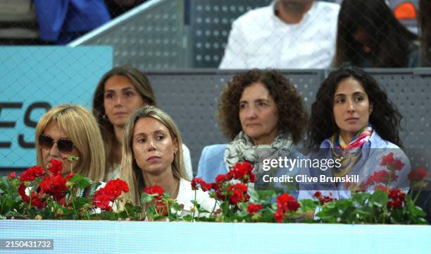 Rafael Nadal's mother Ana Maria Parera , sister Maria Isabel Nadal , and wife Maria Francisca Perello look on as they are seen in attendance during...