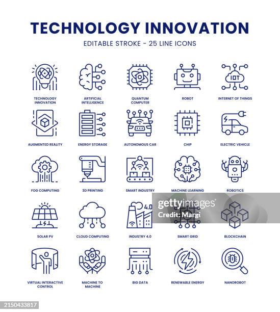 technologie-innovation-icon-set - software-icon stock-grafiken, -clipart, -cartoons und -symbole