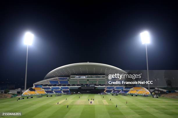 General view inside the stadium during the ICC Women's T20 World Cup Qualifier 2024 match between Scotland and Sri Lanka at Zayed Cricket Stadium on...