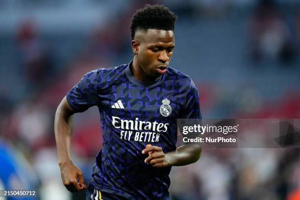 Vinicius Junior left winger of Real Madrid and Brazil during the warm-up before the UEFA Champions League semi-final first leg match between FC...