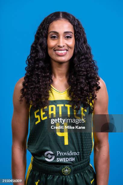 Skylar Diggins-Smith of the Seattle Storm poses for a head shot during WNBA Media Day at Center for Basketball Performance practice facility on April...