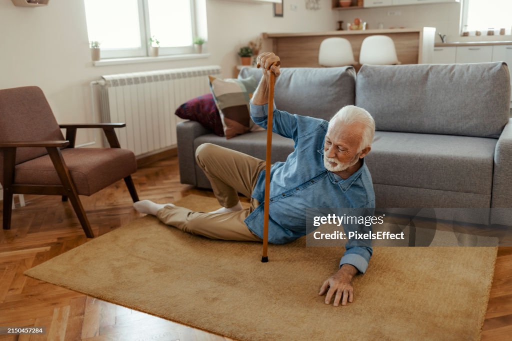 Elderly Senior Man Slip And Fall