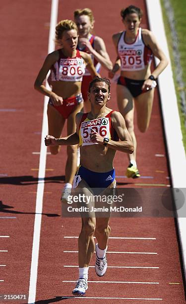 Maria Cioncan of Romania wins the 1500 metres during the SPAR European Cup Final held on June 23, 2002 at the Parc des Sports in Annecy, France.