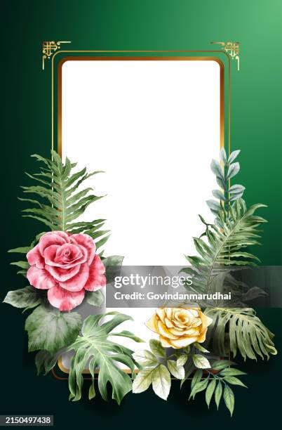 luxury wedding invitation card background with golden line art flower and botanical leaves, organic shapes, watercolor. abstract art background vector design for wedding and vip cover template. - golden wedding card background stock illustrations