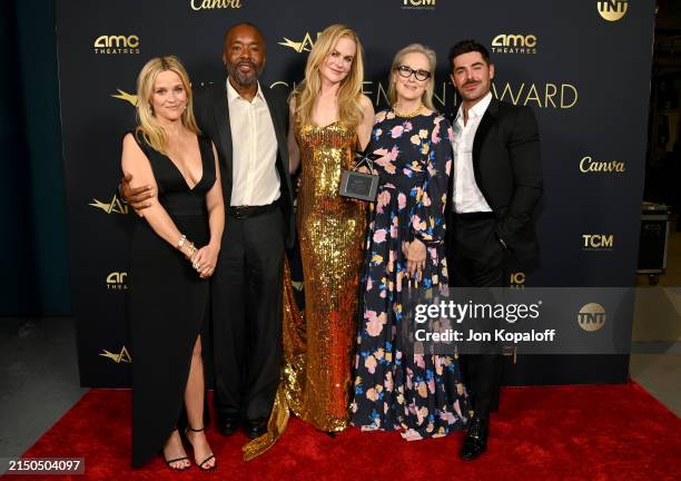 Reese Witherspoon, Lee Daniels, Nicole Kidman, Meryl Streep and Zac Efron attend the 49th AFI Life Achievement Award: A Tribute To Nicole Kidman at...