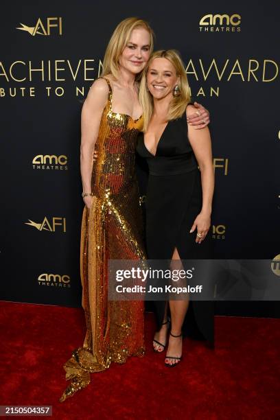 Nicole Kidman and Reese Witherspoon attend the 49th AFI Life Achievement Award: A Tribute To Nicole Kidman at Dolby Theatre on April 27, 2024 in Los...
