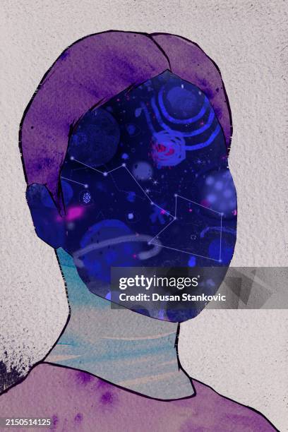 feeling the metaverse slowly - determination face stock illustrations