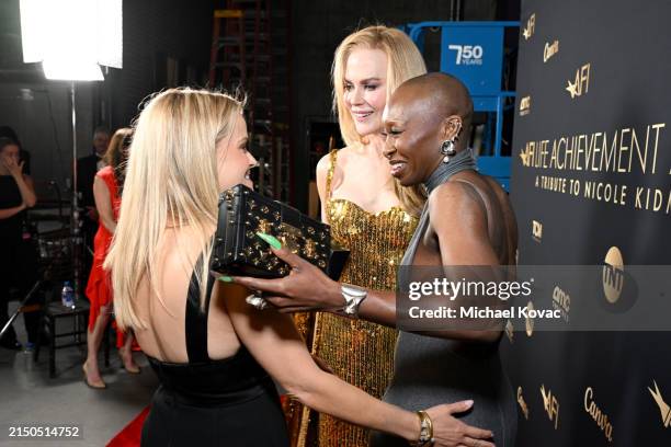 Reese Witherspoon, honoree Nicole Kidman, and Cynthia Erivo attend the 49th AFI Life Achievement Award: A Tribute To Nicole Kidman at Dolby Theatre...
