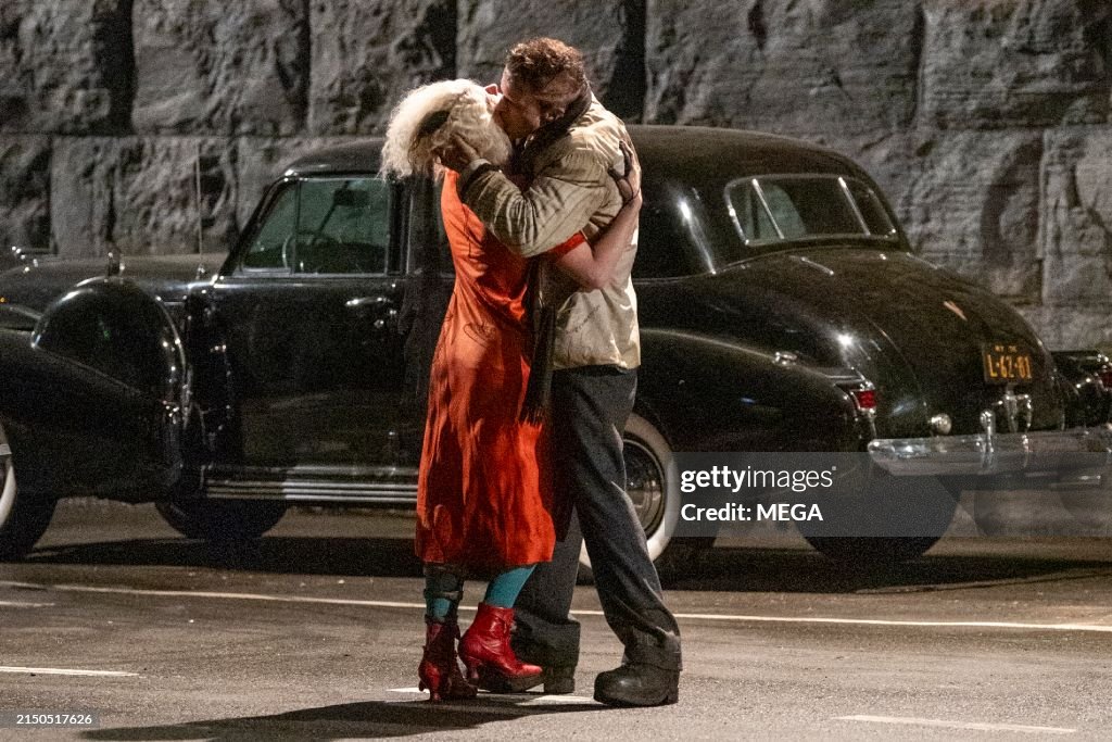 Christian Bale and Jessie Buckley are seen at the movie set of 'The ...