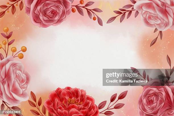 watercolor elegant floral background - bunch of flowers stock illustrations