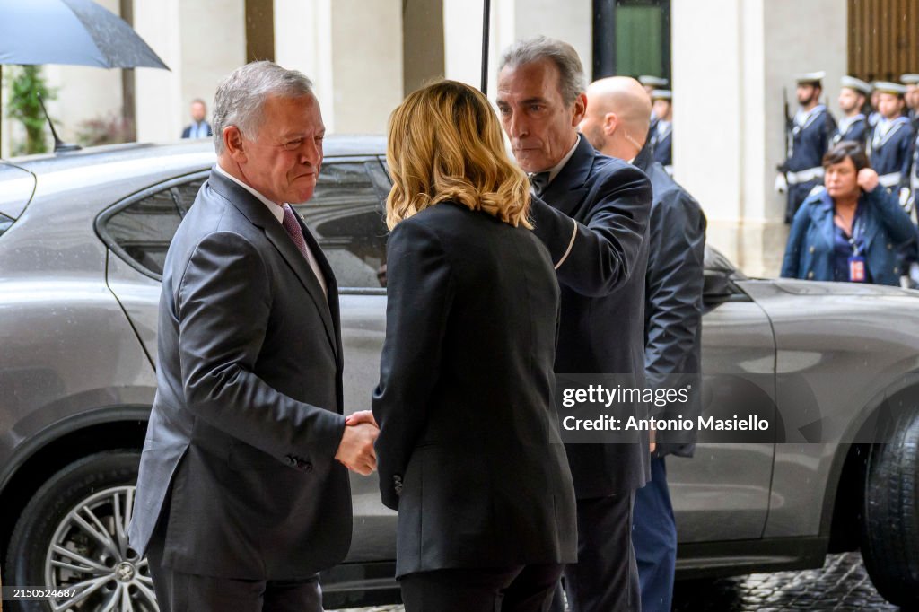 Italian Prime Minister Giorgia Meloni Welcomes Jordan's King Abdullah II