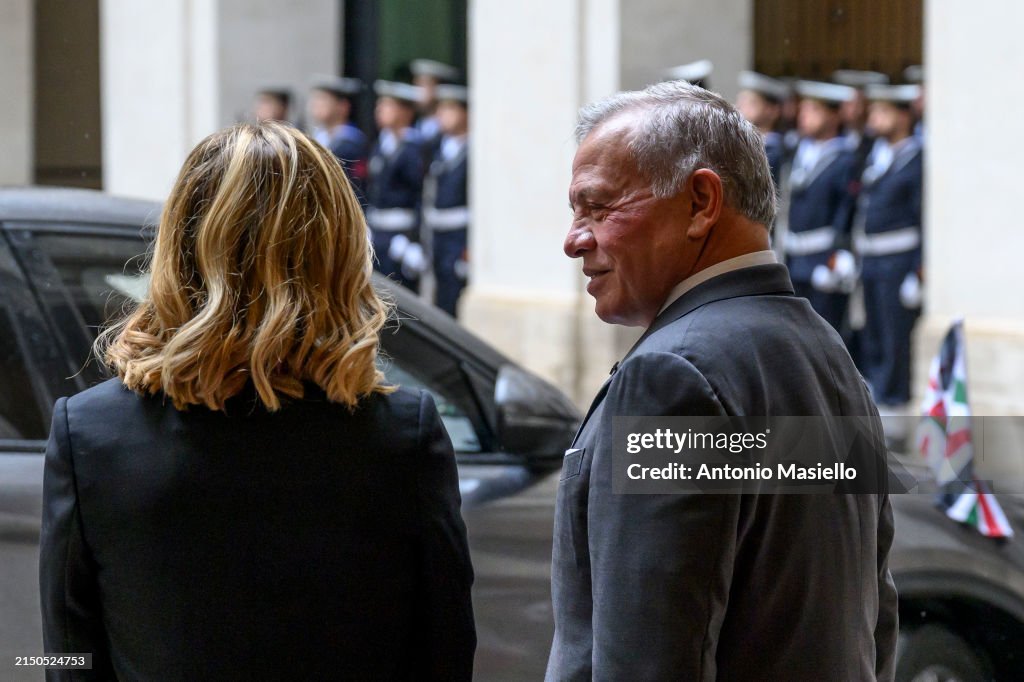 Italian Prime Minister Giorgia Meloni Welcomes Jordan's King Abdullah II