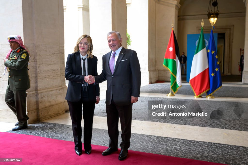 Italian Prime Minister Giorgia Meloni Welcomes Jordan's King Abdullah II