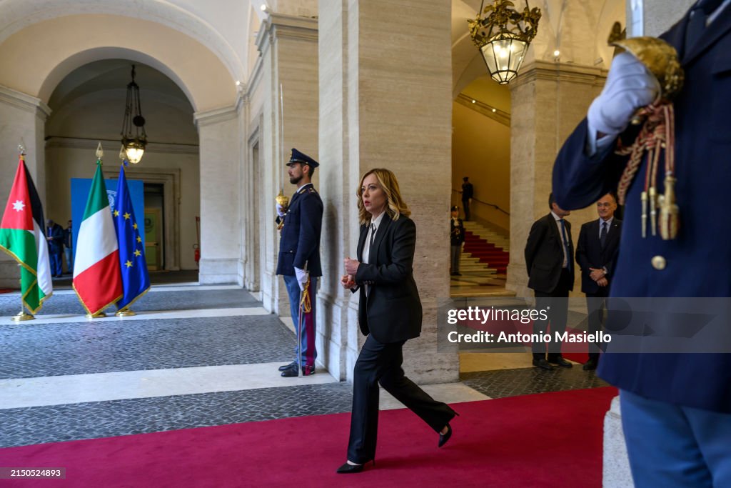 Italian Prime Minister Giorgia Meloni Welcomes Jordan's King Abdullah II