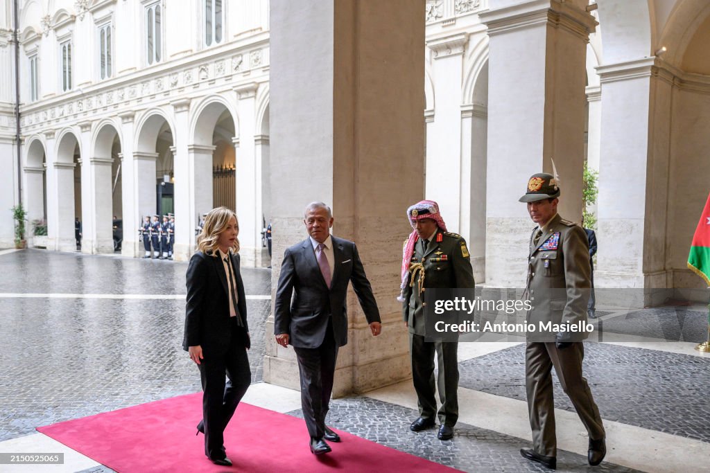 Italian Prime Minister Giorgia Meloni Welcomes Jordan's King Abdullah II