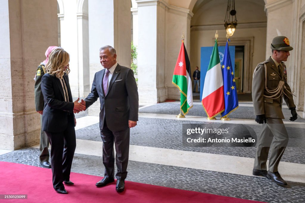 Italian Prime Minister Giorgia Meloni Welcomes Jordan's King Abdullah II