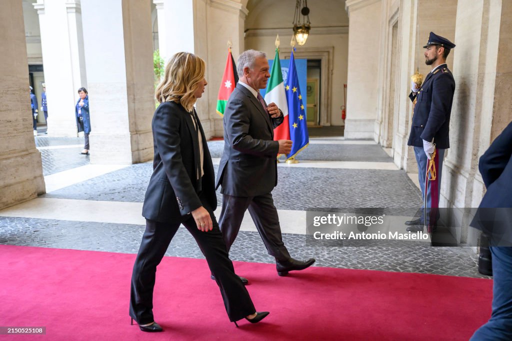 Italian Prime Minister Giorgia Meloni Welcomes Jordan's King Abdullah II
