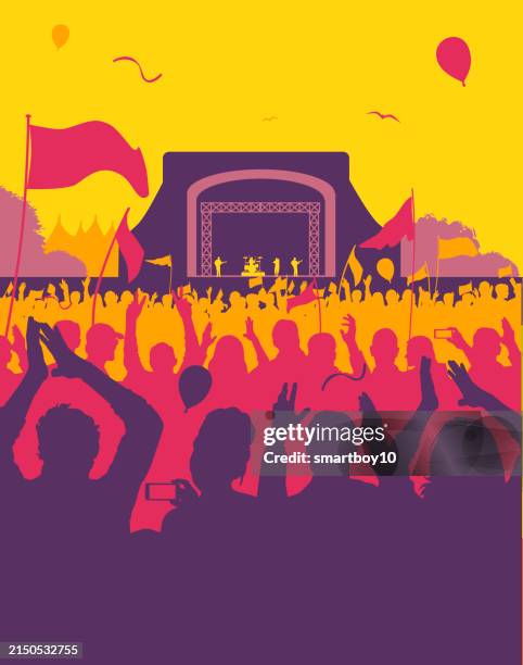 rock festival oder konzert - musikzubehör stock-grafiken, -clipart, -cartoons und -symbole