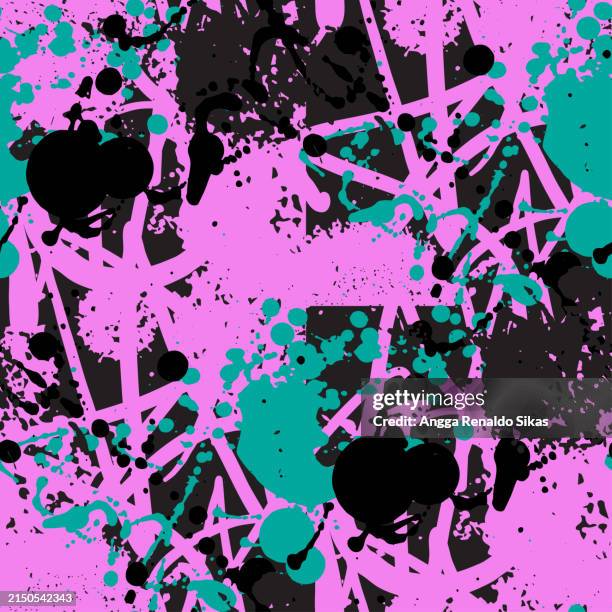 graffiti grunge splatters and drips abstract seamless pattern background - hip hop stock illustrations