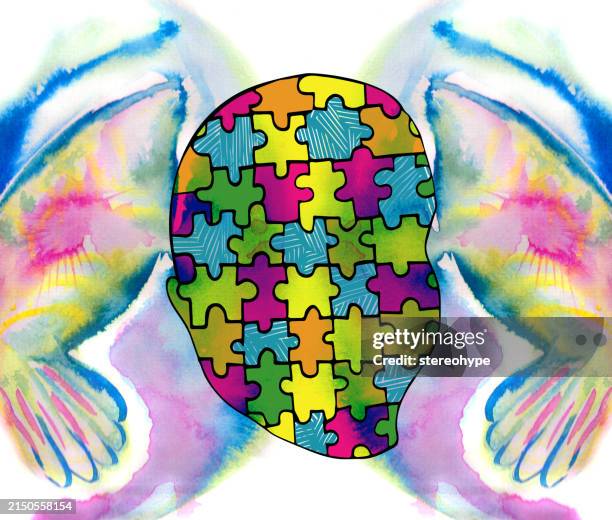 butterfly jigsaw mind - insect control stock illustrations