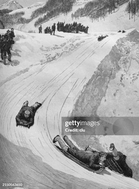 st. moritz sleigh race - st moritz winter stock illustrations