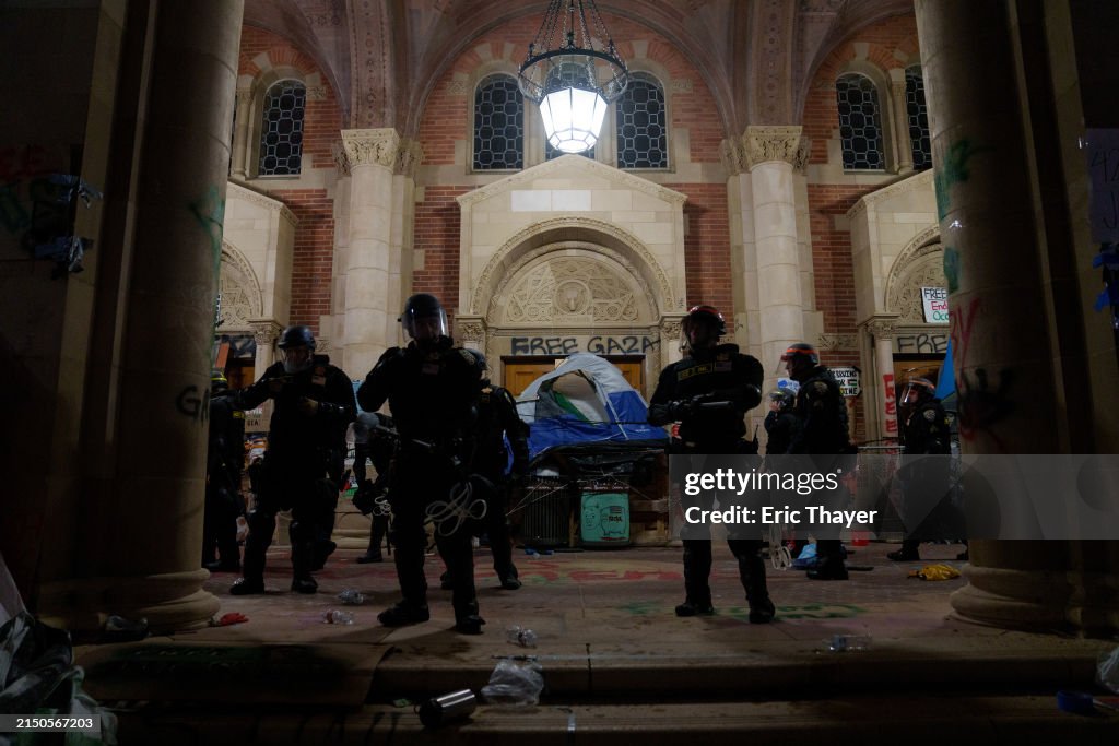 Police Patrol UCLA Campus After Attack On Student Encampment