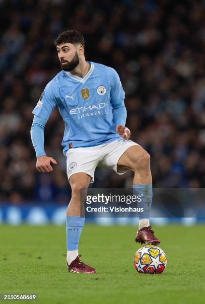 Josko Gvardiol of Manchester City in action during the UEFA Champions League quarter-final second leg match between Manchester City and Real Madrid...