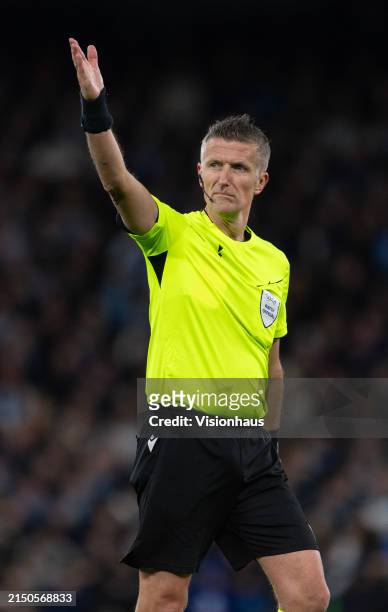 Referee Daniele Orsato during the UEFA Champions League quarter-final second leg match between Manchester City and Real Madrid CF at Etihad Stadium...
