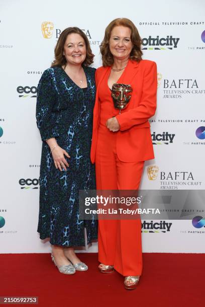 Kaye Elliott and Lisa Parkinson with the Make-Up & Hair Design Award, sponsored by Screenskills High-end Television Fund, for 'The Long Shadow'...