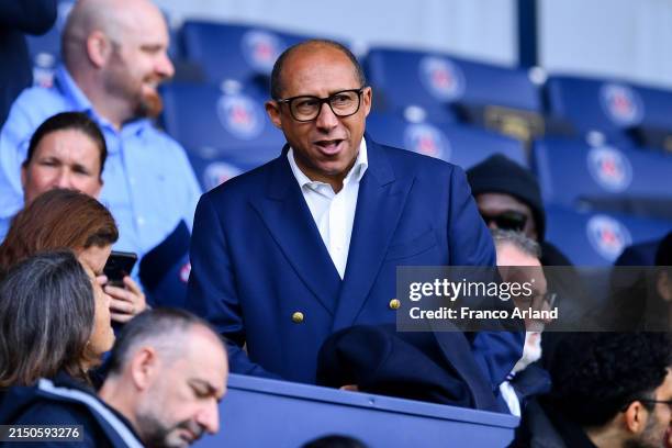 Philippe Diallo President of the French Football Federation looks on prior to the UEFA Women's Champions League 2023/24 semi-final second leg match...
