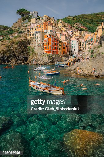 Scenic view of Cinque Terre at Mediterranean coast Scenic view of Cinque Terre at Mediterranean coast