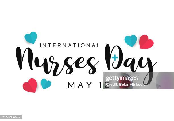 international nurses day card, poster, may 12. vector - international nurses day stock illustrations