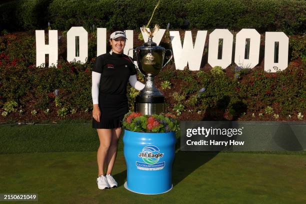 Hannah Green of Australia poses with the trophy after winning the JM Eagle LA Championship presented by Plastpro at Wilshire Country Club on April...