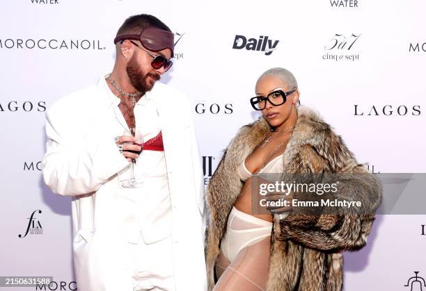 Brett Alan Nelson and Doja Cat attend The Daily Front Row's Eighth Annual Fashion Los Angeles Awards at The Beverly Hills Hotel on April 28, 2024 in...