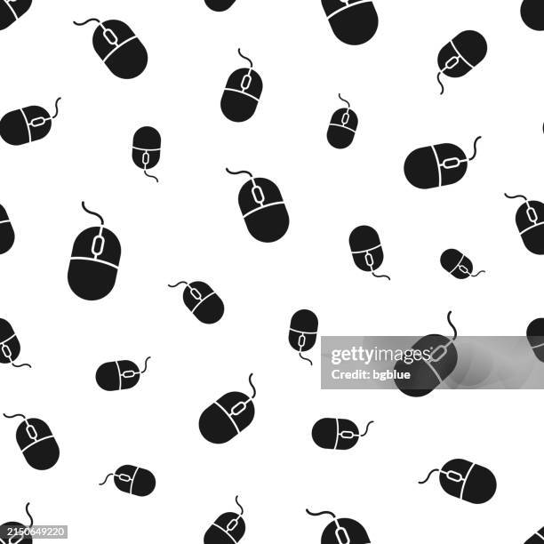 computer mouse. seamless pattern. icons on white background - scrolling computer stock illustrations