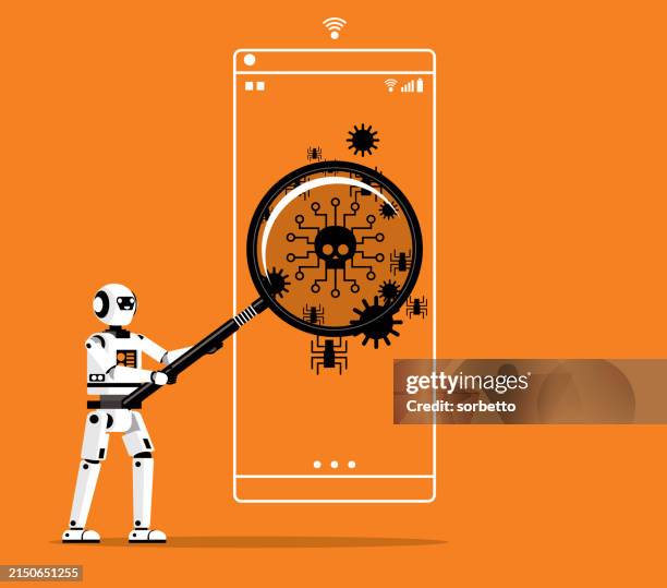 malware - mobile phone - cyborg - android phone stock illustrations