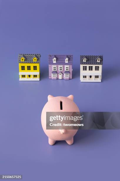 financial investment decision still life. - dolls house stock pictures, royalty-free photos & images