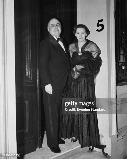 Home Secretary David Maxwell Fyfe, 1st Earl of Kilmuir with his wife , April 9th 1954.