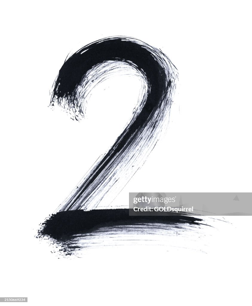 Number Two Written Fast And Boldly Abstract Illustration In Vector Hand ...