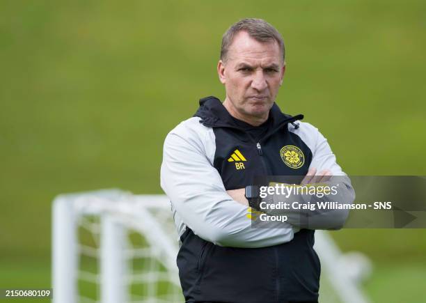 Celtic Manager Brendan Rodgers during a Celtic training session at Lennoxtown Training Centre, on May 03 in Glasgow, Scotland.