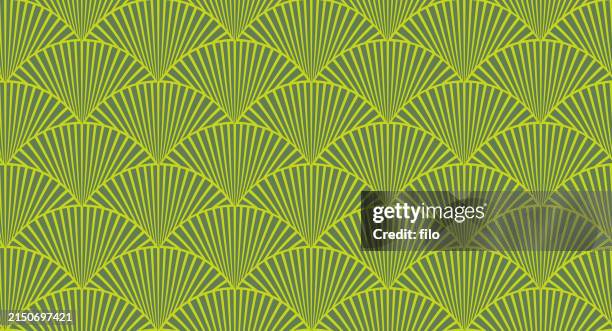 stockillustraties, clipart, cartoons en iconen met seamless repeating tileable tropical palm retro leaf frond background - herhaalpatroon in tegels