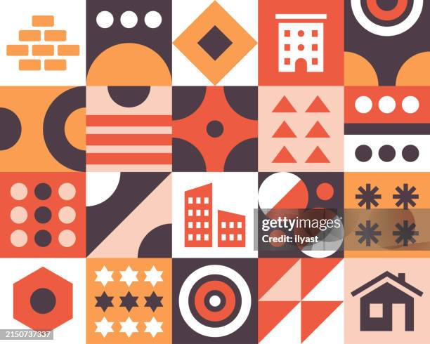 geometric pattern design for building & construction - foundations abstract stock illustrations