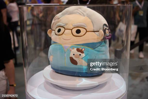 Squishmallow plush toy depicting Berkshire Hathaway CEO Warren Buffet during a shareholders shopping day ahead of the Berkshire Hathaway annual...
