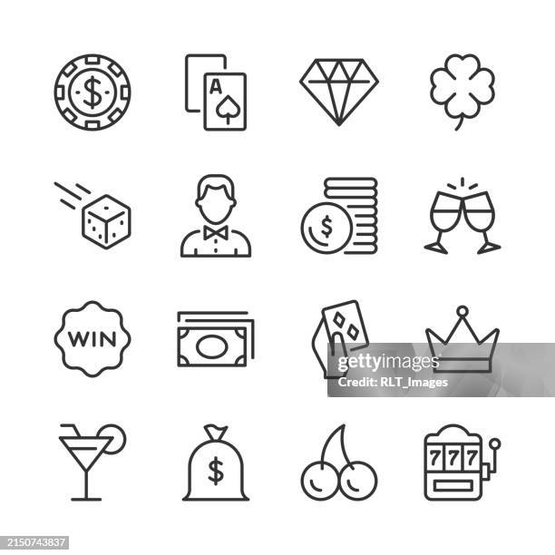 casino icons — monoline series - jackpot stock illustrations