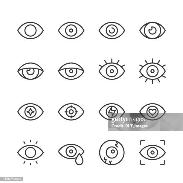 eye icons — monoline series - tear drop vector stock illustrations