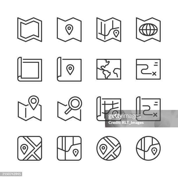map icons — monoline series - location tracking map stock illustrations